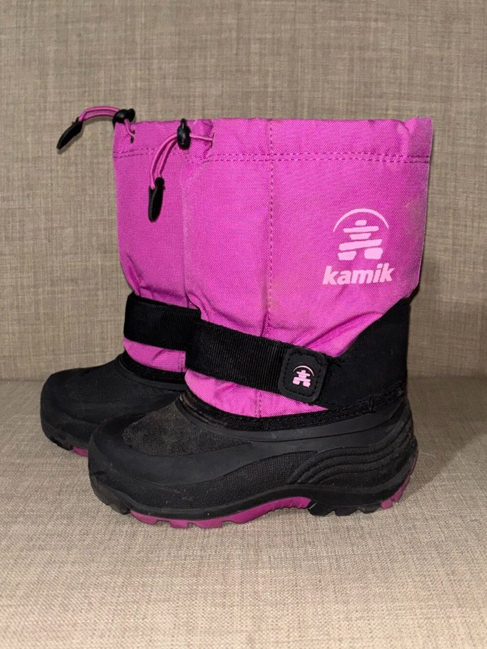 Kamik Rocket Kids Snow Boots Size 12 Pink Black Waterproof Insulated -40°F EUC